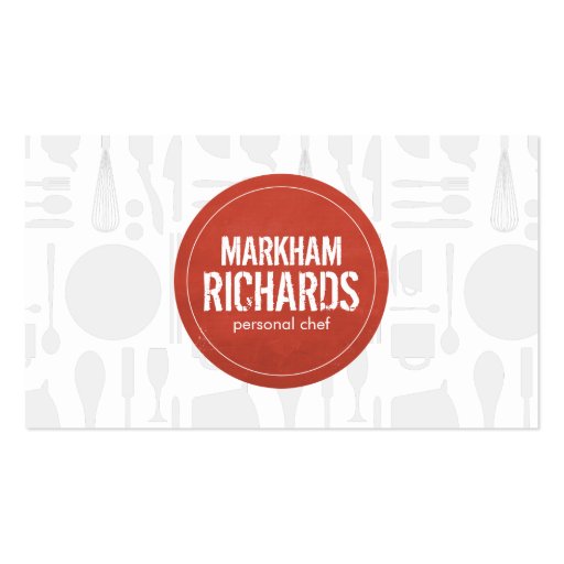 Rustic Red Circle Logo for Chef, Catering, Bakery Business Card (front side)