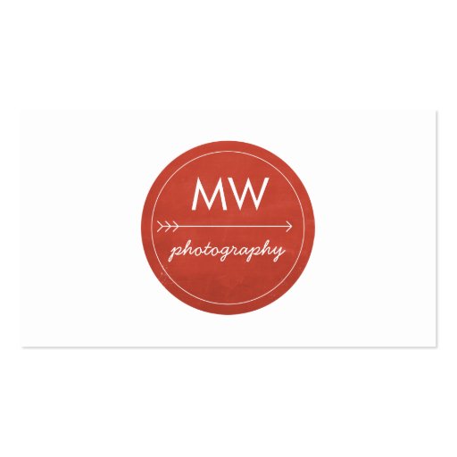 Rustic Red Monogram Circle with Arrow Business Card Templates