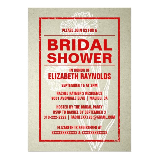 Rustic Red & White Bridal Shower Invitations