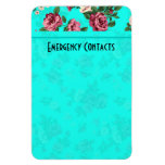 Rustic Red & White Roses Blue-Green Background Magnet
