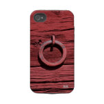 Rustic Red Wood With Metal Ring iPhone 4/4S Case Iphone 4 Tough Case