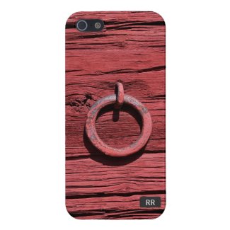 Rustic Red Wood With Metal Ring Case Savvy iPhone 5 Case