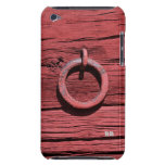 Rustic Red Wood With Metal Ring iPod Touch Case