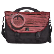 Rustic Red Wood With Metal Ring Laptop Bag at Zazzle