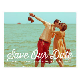Rustic Retro Typography Save the Date Postcard