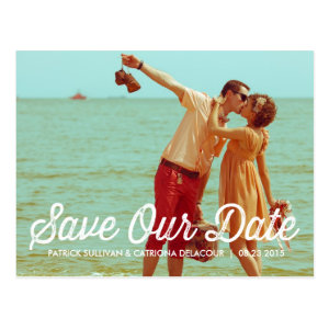 Rustic Retro Typography Save the Date Postcard