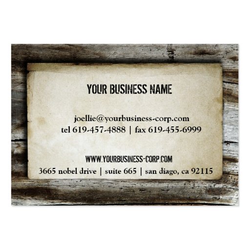 Rustic Retro Wood Plank Business Card Template (back side)