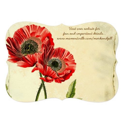 Rustic Romantic Red Poppy Wedding Invitations