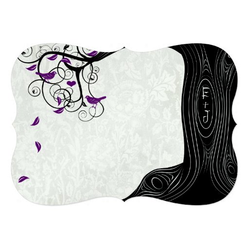 Rustic Romantic Tree Purple Birds Wedding Personalized Announcements