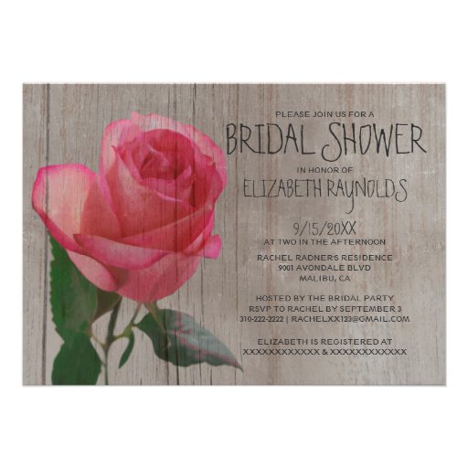 Rustic Rose Bridal Shower Invitations