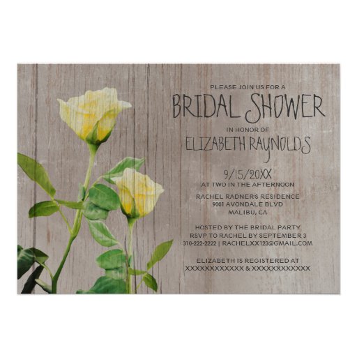 Rustic Roses Bridal Shower Invitations