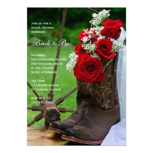 Rustic Roses Country Bridal Shower Invitation