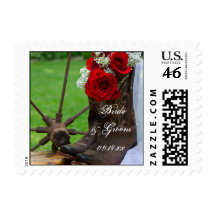 Rustic Roses Country Wedding Postage Stamp