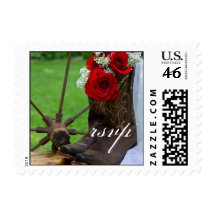 Rustic Roses Country Wedding RSVP Stamp