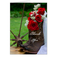 Rustic Roses Country Wedding Thank You Note Greeting Card