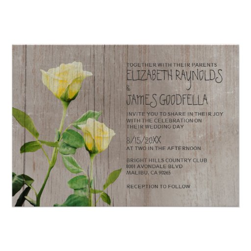 Rustic Roses Wedding Invitations