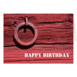 Rustic Rural Red Wall With Iron Ring Birthday Card