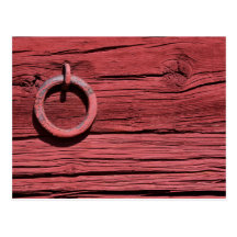 Rustic Rural Red Wooden Barn Wall With Iron Ring Post Cards