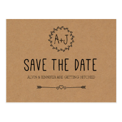 Rustic Save the Date / Kraft Paper Save the date Post Card