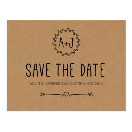 Rustic Save the Date / Kraft Paper Save the date Postcard
