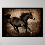 Rustic Sepia Galloping Horse Print