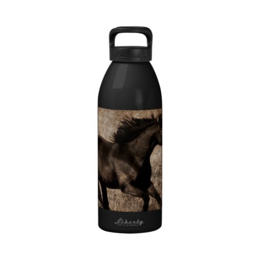 Rustic Sepia Galloping Horse Water Bottles