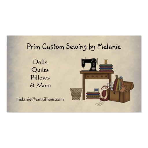 Rustic Sewing Arts Business Card (front side)