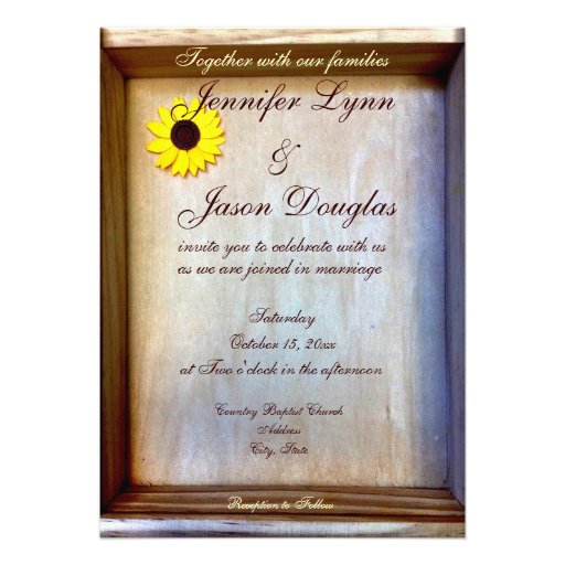 Rustic Shadow Box Sunflower Wedding Invitation