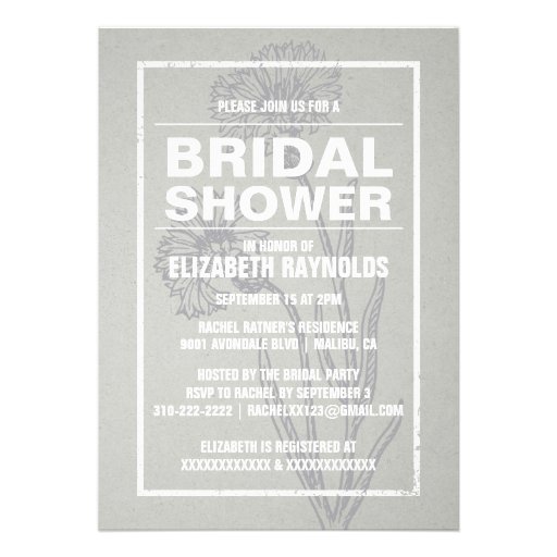 Rustic Silver Bridal Shower Invitations