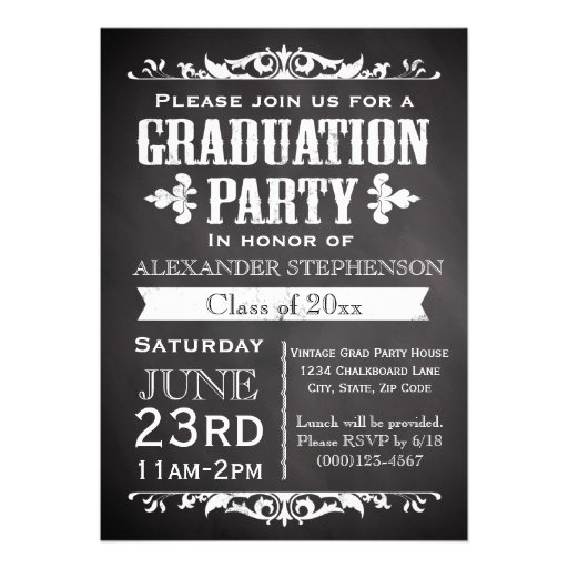 Rustic Slate Graduation Party Invitation (front side)