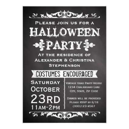 Rustic Slate Halloween Party Invitation