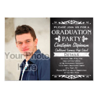 Rustic Slate Vintage Custom Graduation Party Photo Card