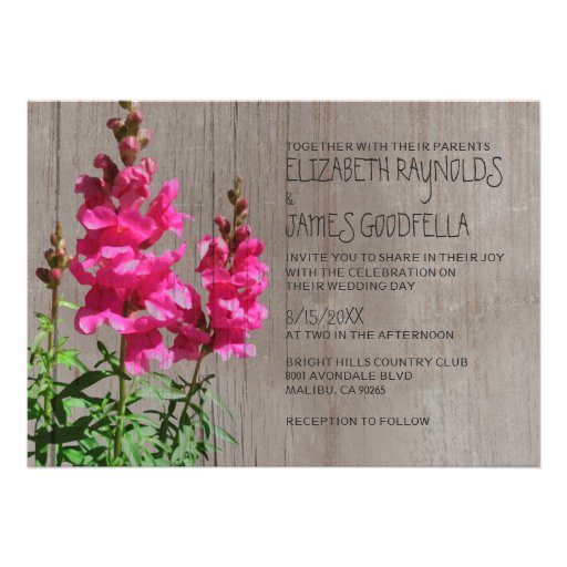 Rustic Snapdragon Wedding Invitations