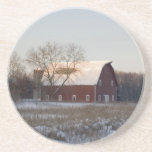 Rustic Snow Covered Barn Beverage Coaster coasters