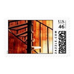 Rustic Spiral Staircase at Cabin Postage Stamp