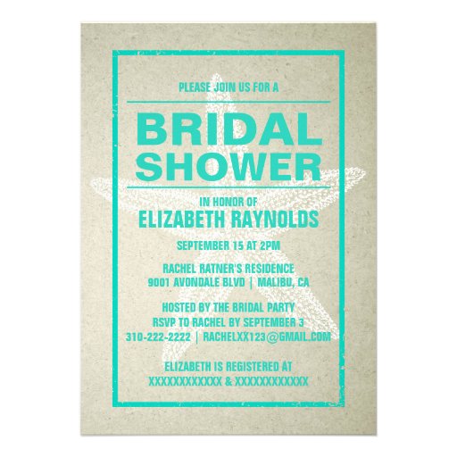 Rustic Starfish Bridal Shower Invitations