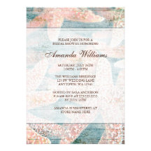 Rustic Starfish Teal Blue Bridal Shower Invitation