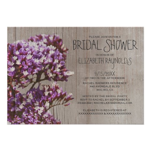 Rustic Statice Bridal Shower Invitations