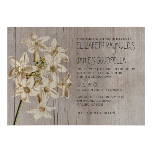 Rustic Stephanotis Wedding Invitations