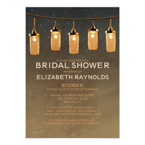 Rustic String Lights Bridal Shower Invitations