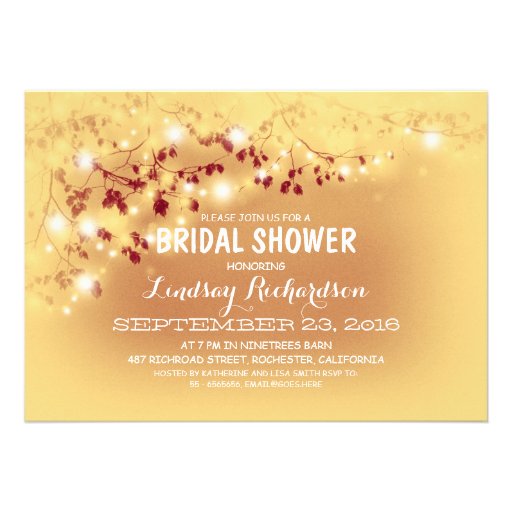 Rustic String Lights Romantic Bridal Shower Cards