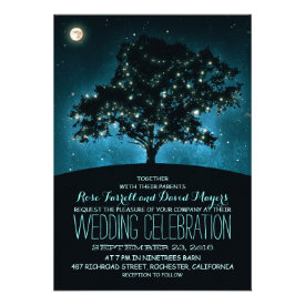Rustic String Lights Tree Wedding Invitation