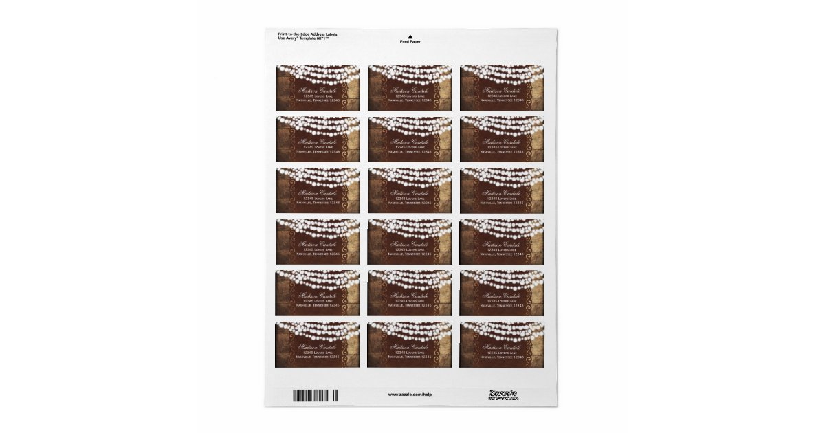 Rustic String Lights Wedding Address Labels Zazzle