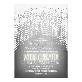 rustic string lights wedding invitations