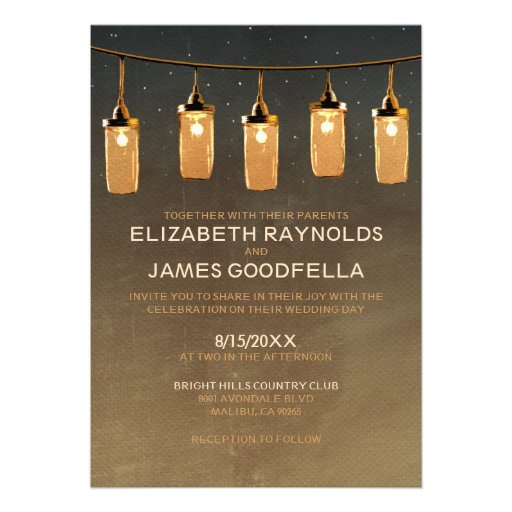 Rustic String Lights Wedding Invitations