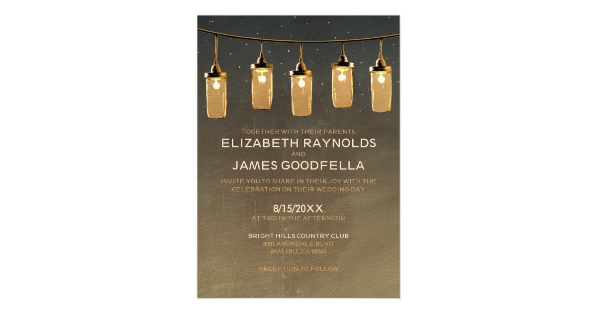 Rustic String Lights Wedding Invitations