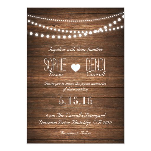Rustic String of Lights Wedding Invitation Zazzle