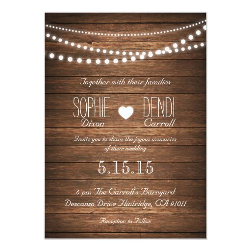 Rustic String Of Lights Wedding Invitation Zazzle 