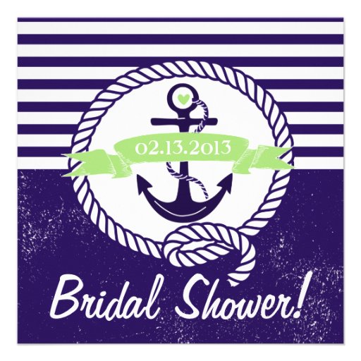 Rustic Stripes Nautical Bridal Shower Invitation