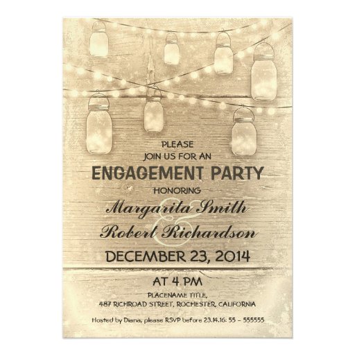 rustic stylish mason jars engagement party invitation